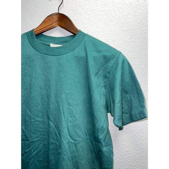 90s Vintage Wild West Green Short Sleeve Blank Shirt HOLE VTG M - Picture 2 of 10